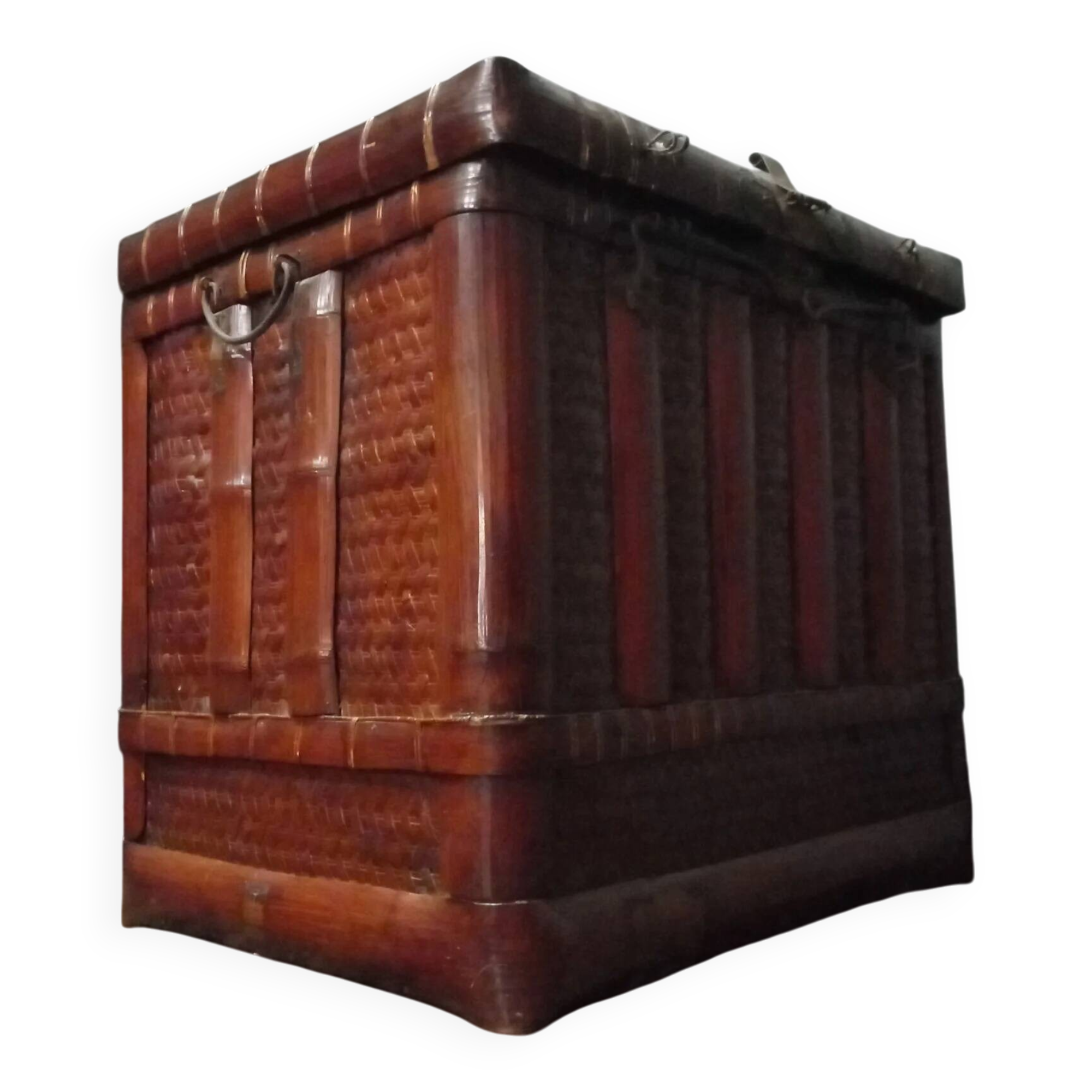 Antique Chinese bamboo storage chest
