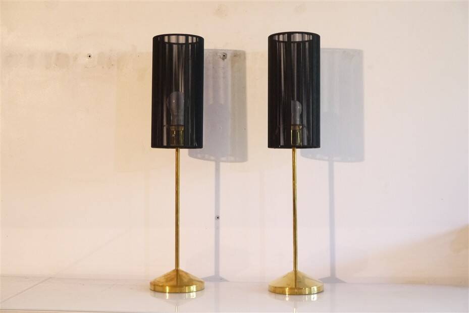 Pair of Swedish brass lamps from 1970.