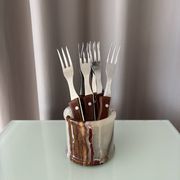 Set of 6 Vintage Sakana Japan Forks | Stainless Steel & Wood Handles