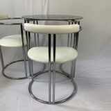 Chrome table and two modernist chairs