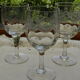 Set of 3 antique water glasses in engraved glass.