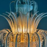 Venetian chandelier in white and gold Murano glass, circa 1980