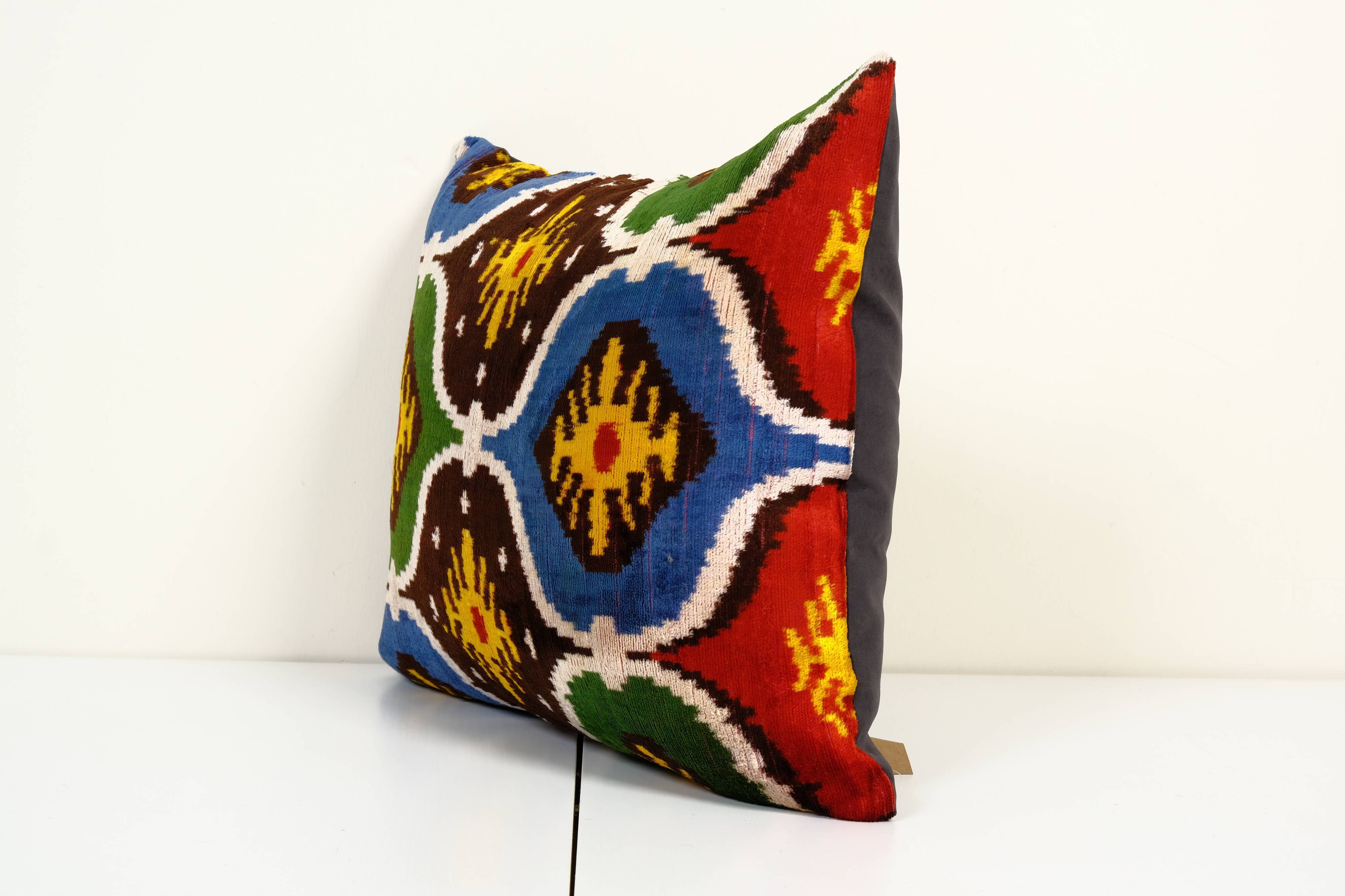 Ikat velvet pillow cover