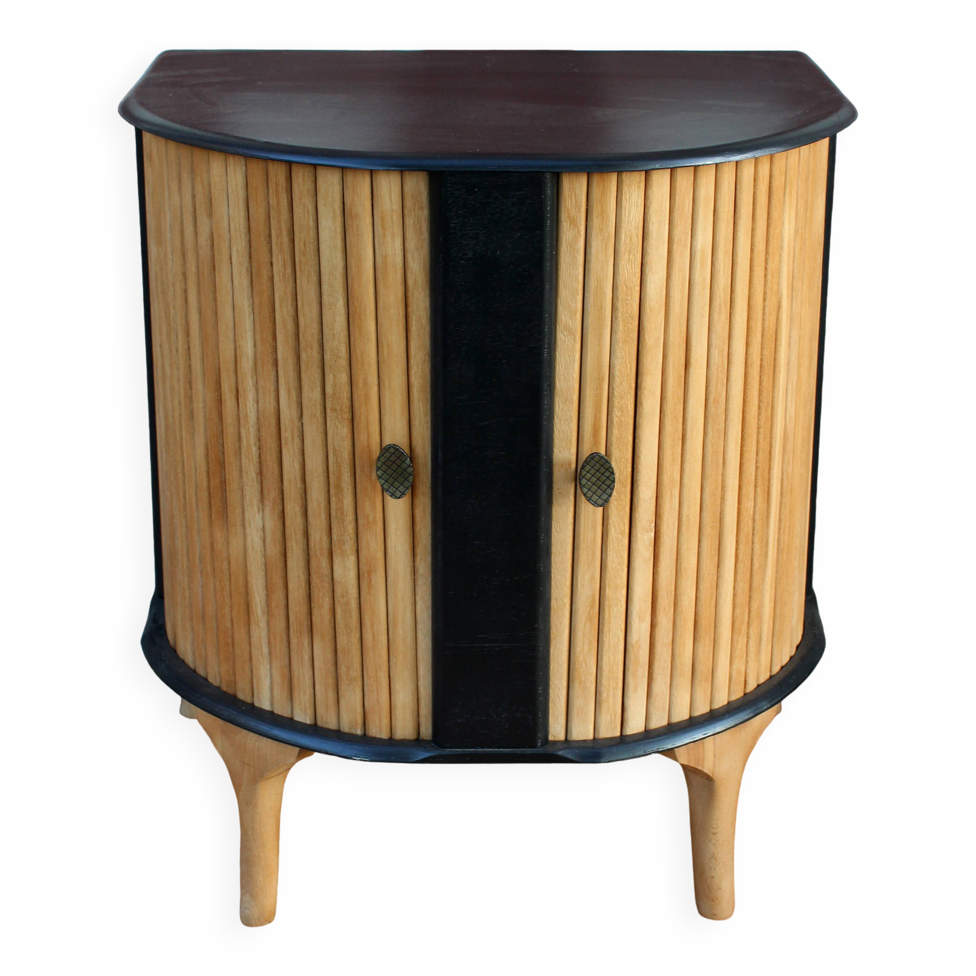 Low cabinet with curtains