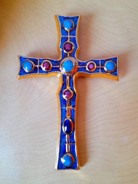 Enamelled Ceramic Cross François Lembo