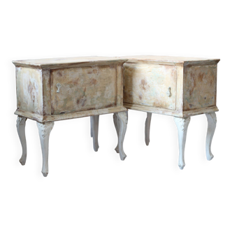 Pair of old patinated bedside tables