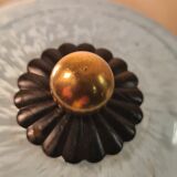 Lampe fer forgé  boule bleu en opaline clichy moucheté de blanc 35x14