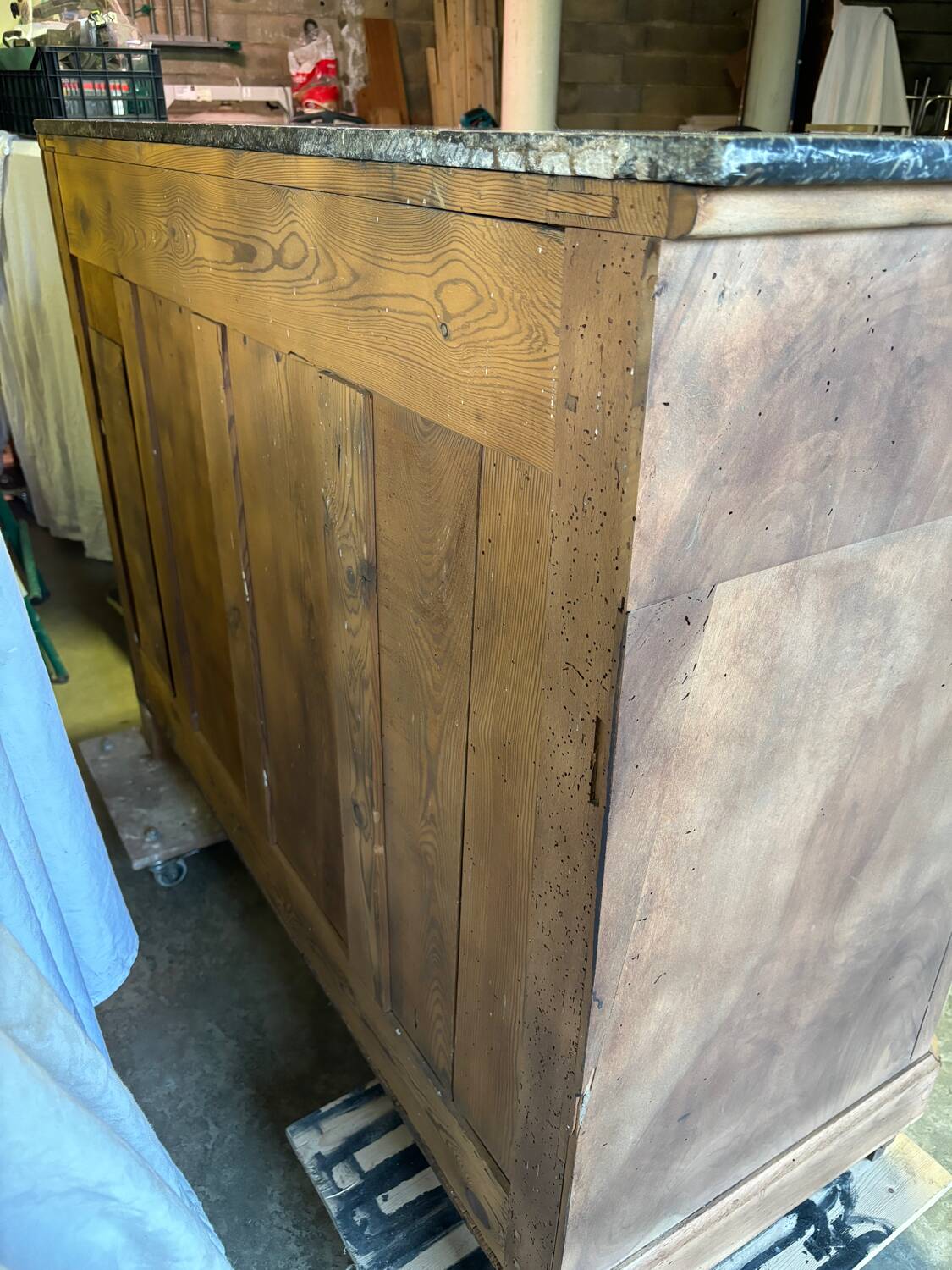 Art Deco raw wood sideboard