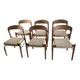 6 chaises de bistrot en teck et corde