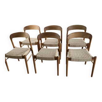 6 teak and rope bistro chairs