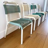 Set of 4 vintage 1960s Scoubidou children's chairs