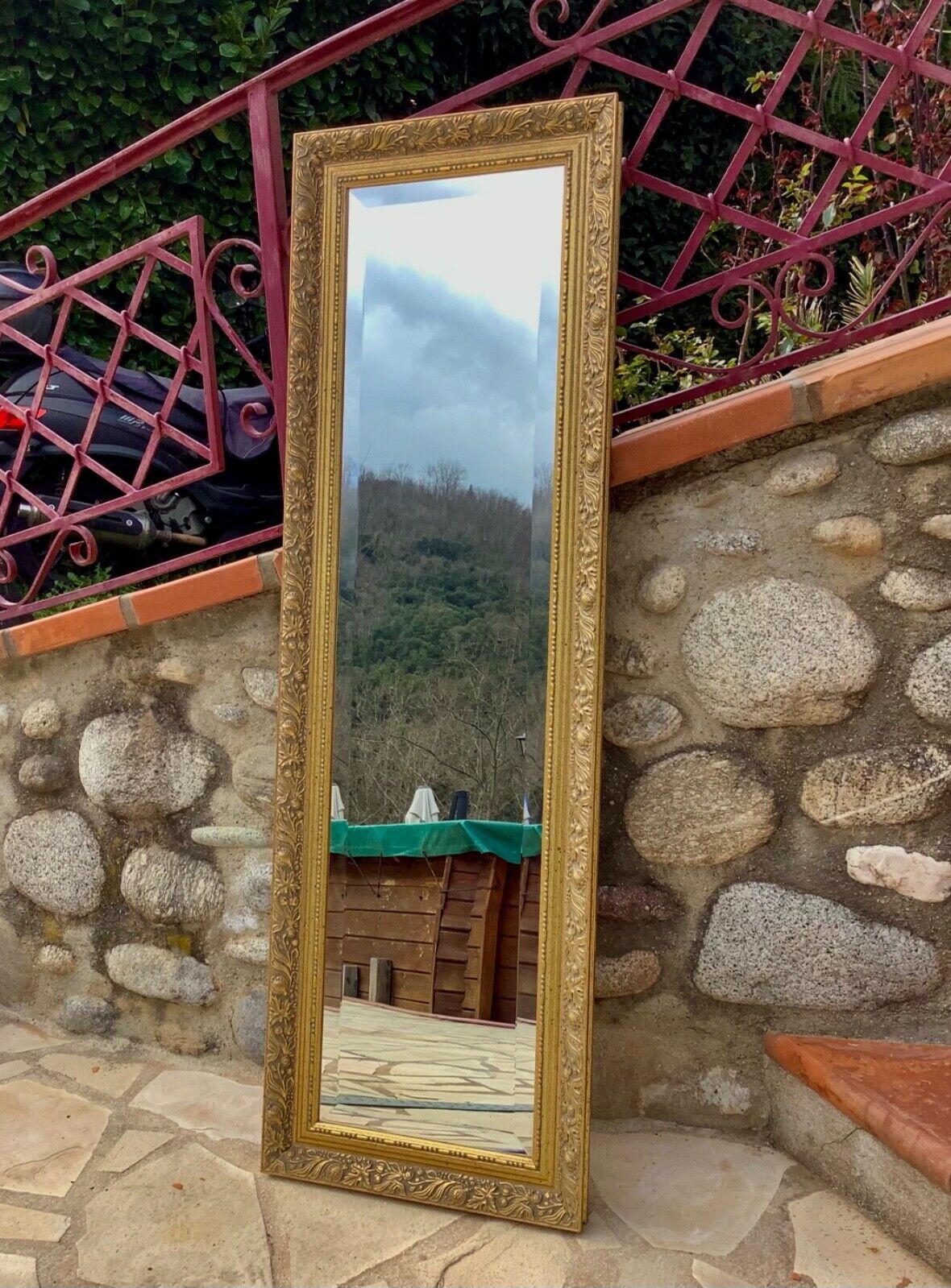 Napoleon III bevelled ice mirror 132x42cm