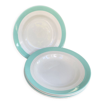 4 assiettes turquoise St Amand Ceranord