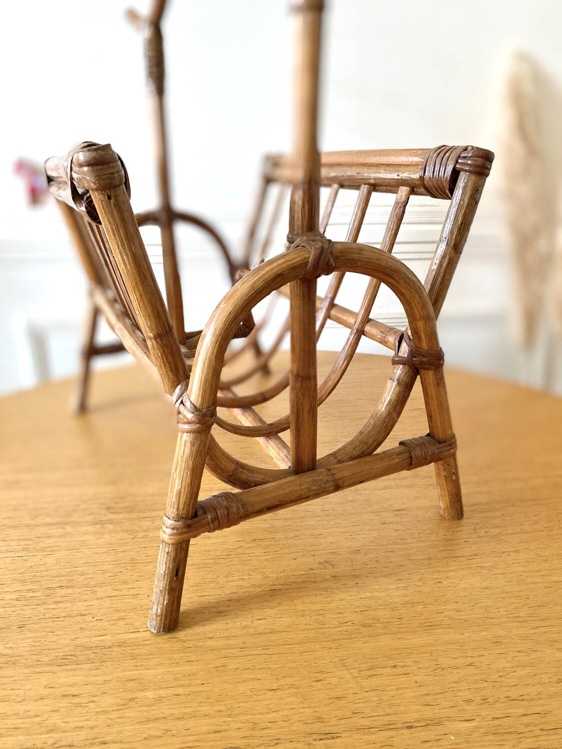Vintage bamboo rattan magazine rack