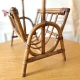 Vintage bamboo rattan magazine rack