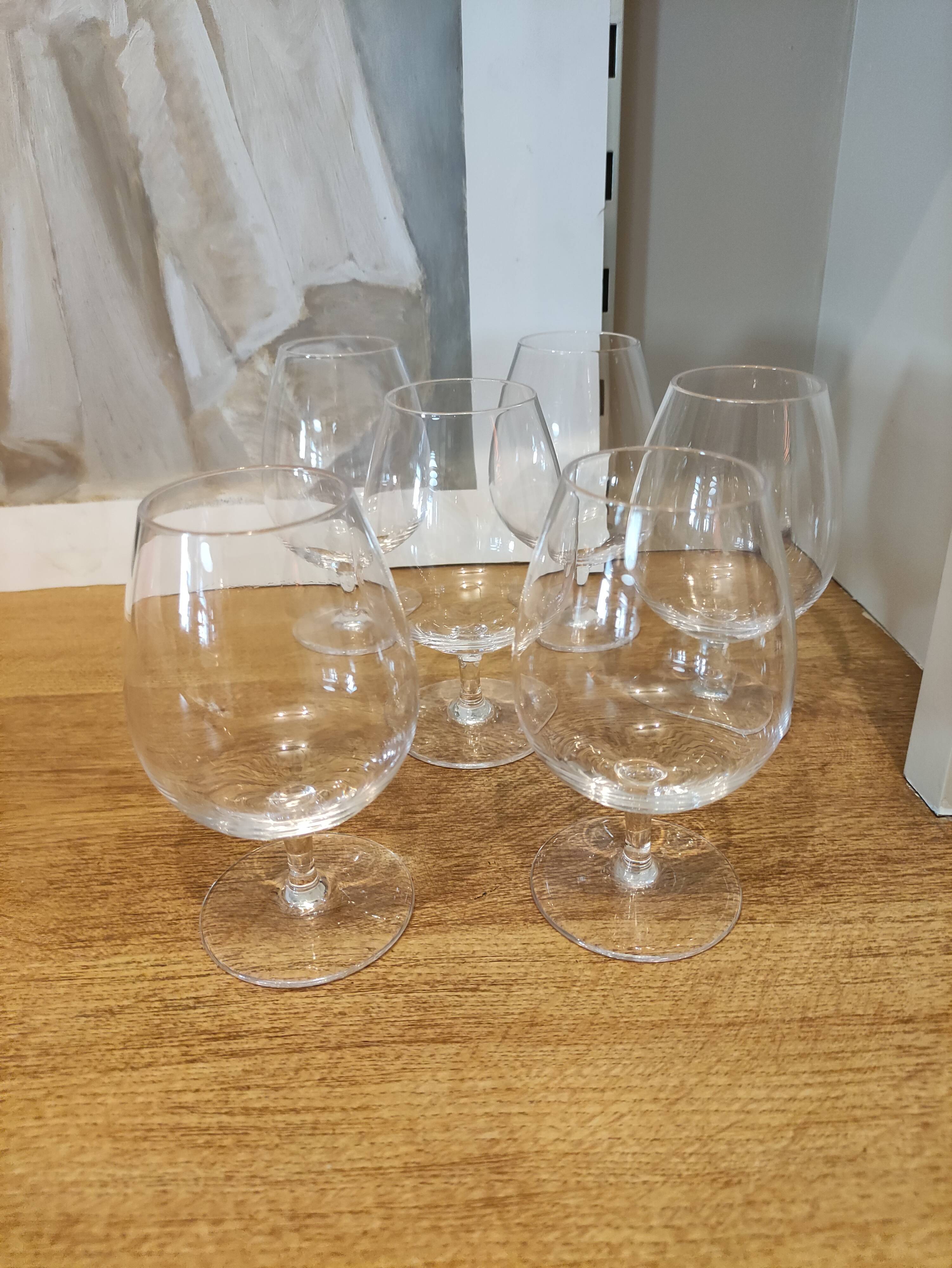 Bayel 6 crystal cognac glasses, stamped