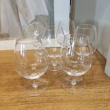 6 verres à cognac en cristal, estampillés Bayel