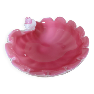 Vide poche coquillage en verre lattimo de Fratelli Toso, Italie, 1959