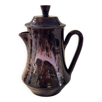 Vallauris ceramic coffee pot with brown and pink glaze A152-1