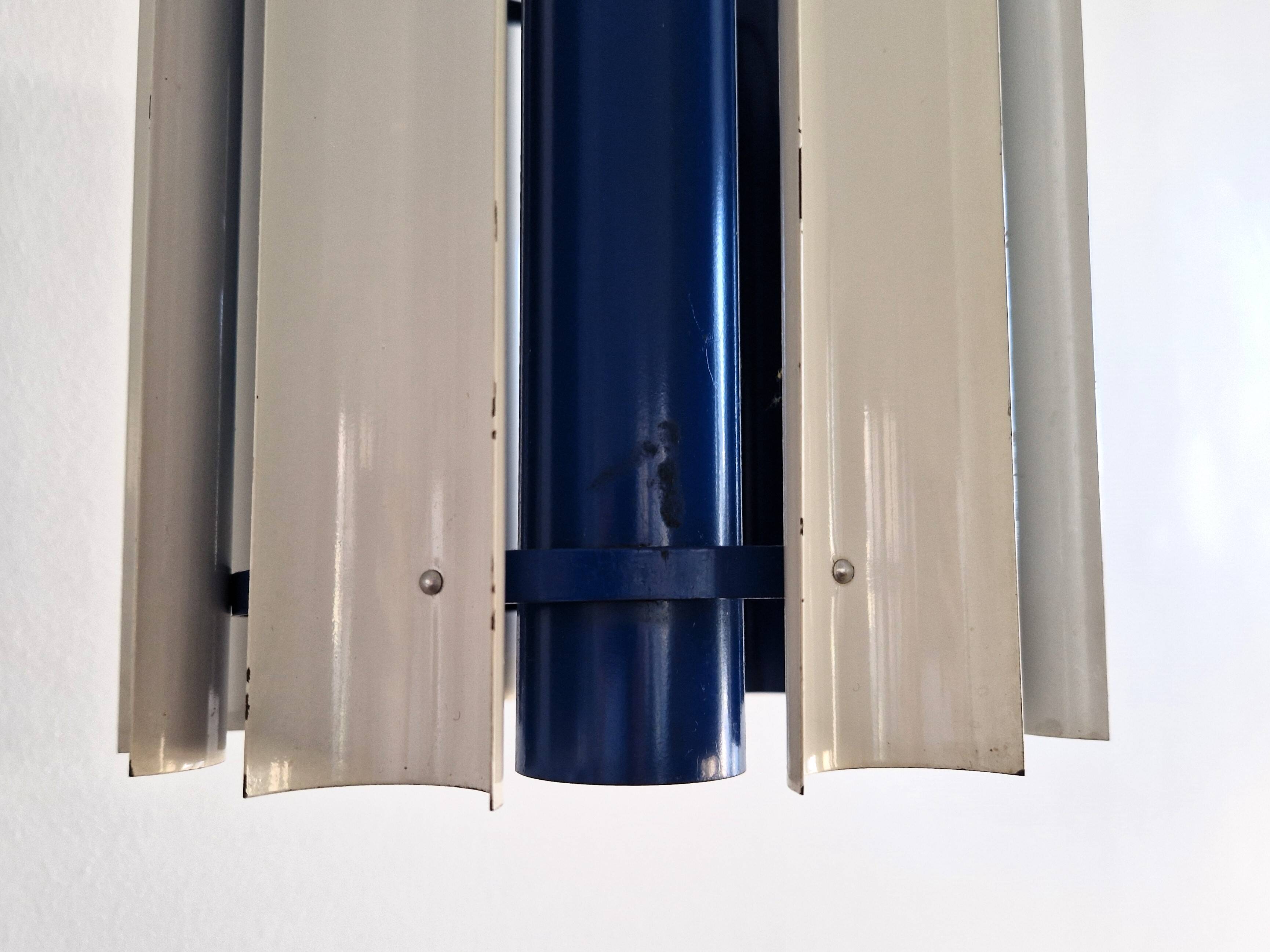 Rare blue and white 'Mexico' pendant lamp by Yki Nummi for Orno, 1960s