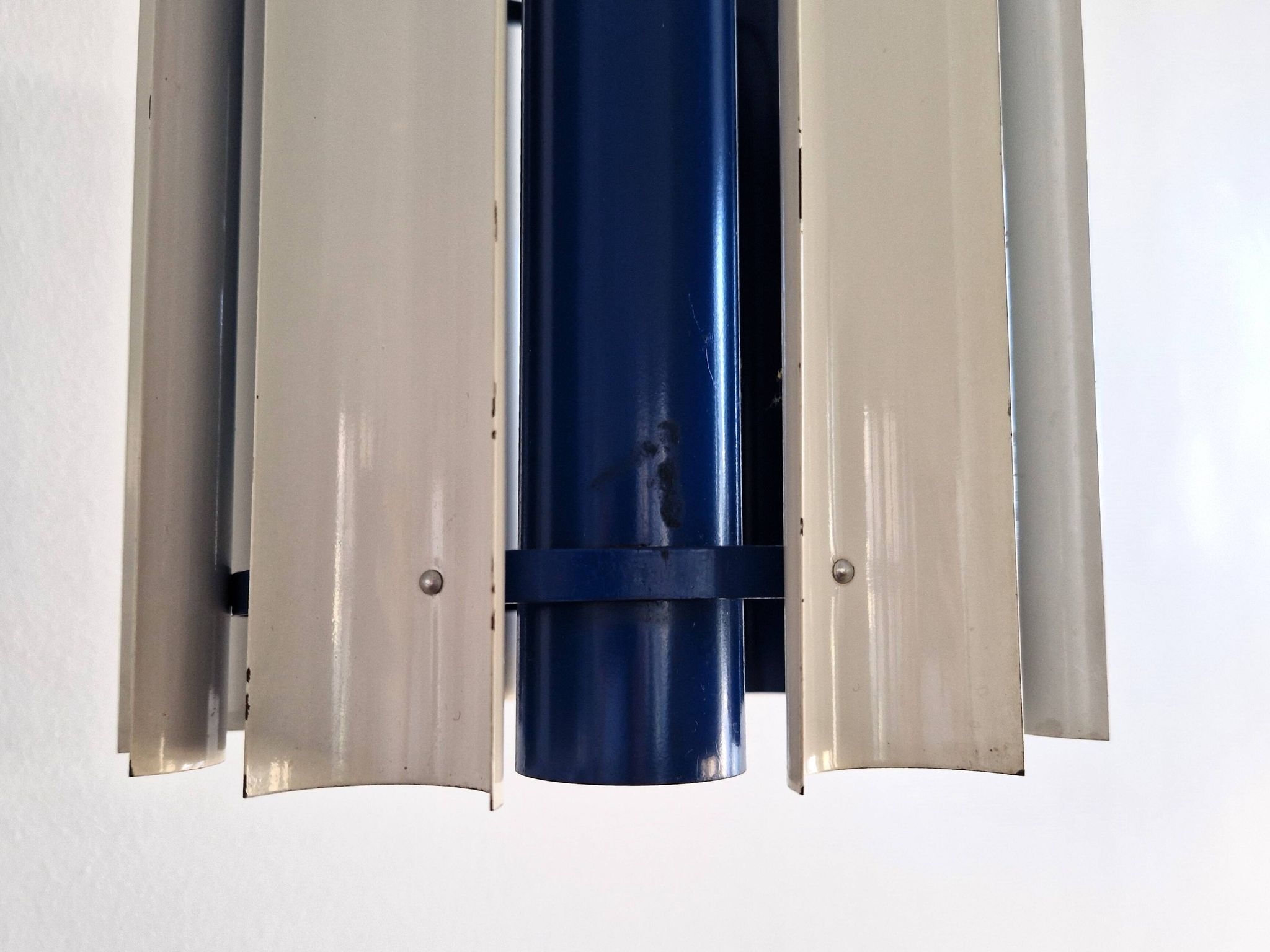 Rare blue and white 'Mexico' pendant lamp by Yki Nummi for Orno, 1960s