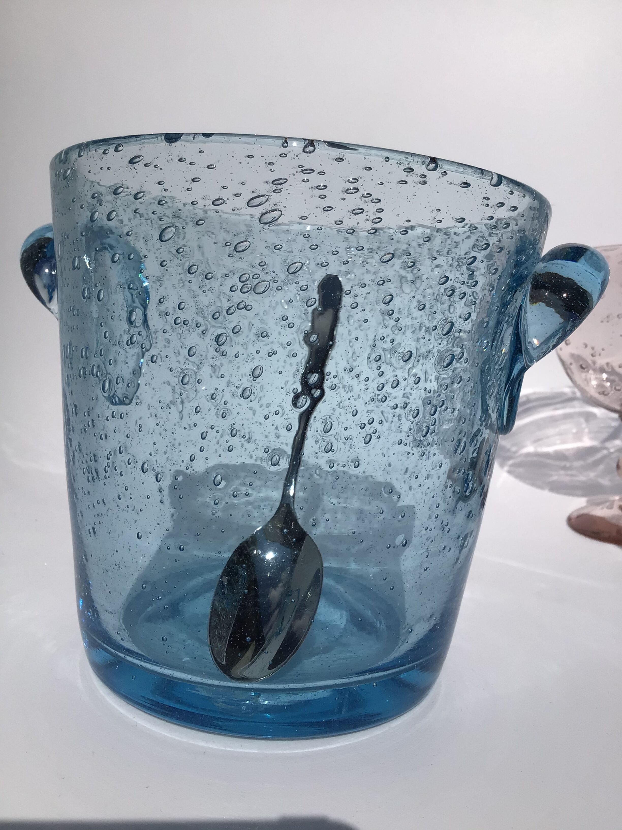 Biot blue bubble glass ice bucket