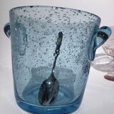 Biot blue bubble glass ice bucket