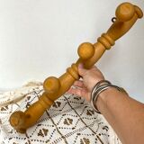 Vintage wooden wall coat rack 4 hooks