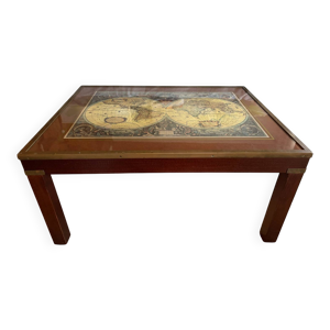 table basse bois et laiton