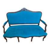 Banquette d'époque Louis XV restaurée et retapissée à neuf