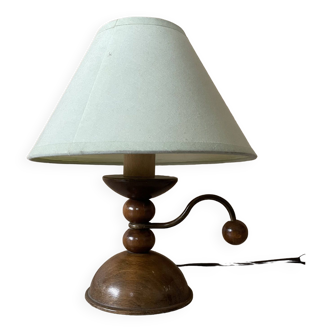 Lampe de chevet en bois années 80