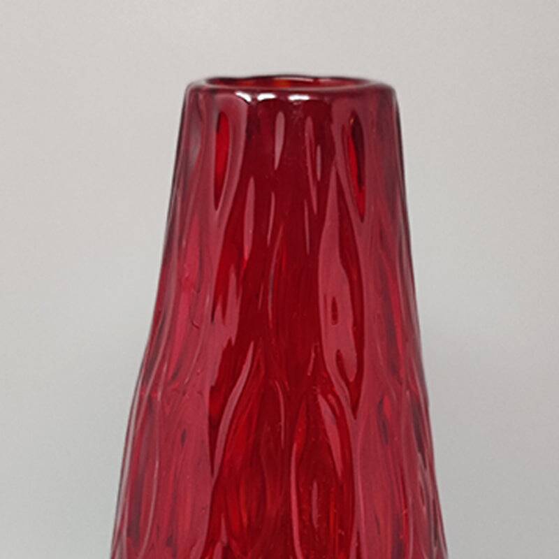 1960s Gorgeous Red Vase in Murano Glass By Ca dei Vetrai. Made in Italy