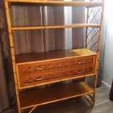 Wood and rattan shelf in 1950