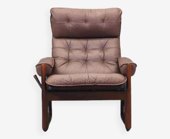 Fauteuil en cuir, design danois, années 1960, fabriqué par Genega Møbler