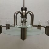 1930 Art deco Metal chandelier Functionalism, Czechoslovakia