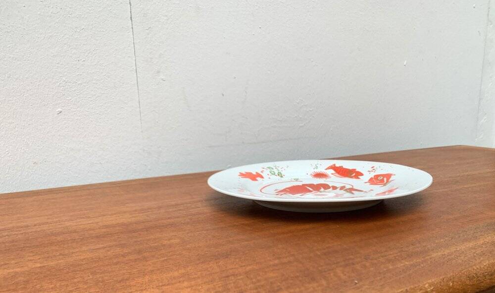 Vintage Postmodern Porcelain Plate with Subsidy Decor by René Fehr for Lengsfeld Porcelain, 1990s