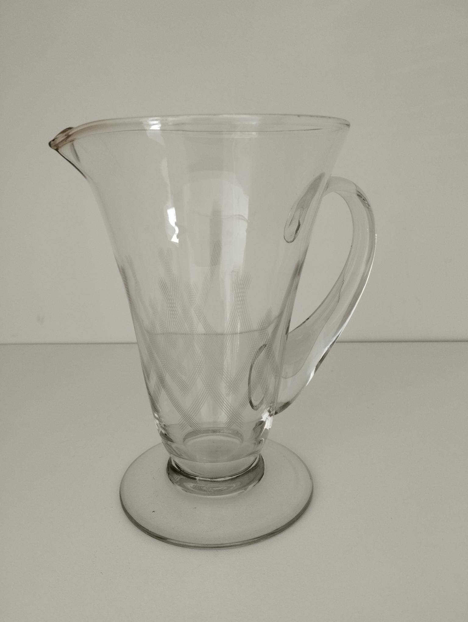 Elegant jug - carafe from the Manufacture Royale in Bayel crystals - 1950 - Midcentury - Vintage