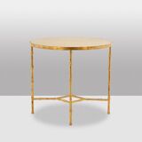 Golden metal side table with a grey marble top, 20th century.