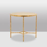 Golden metal side table with a grey marble top, 20th century.