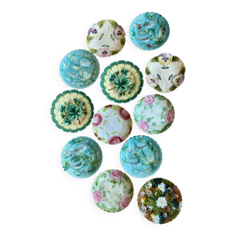 Set of 12 antique slip plates