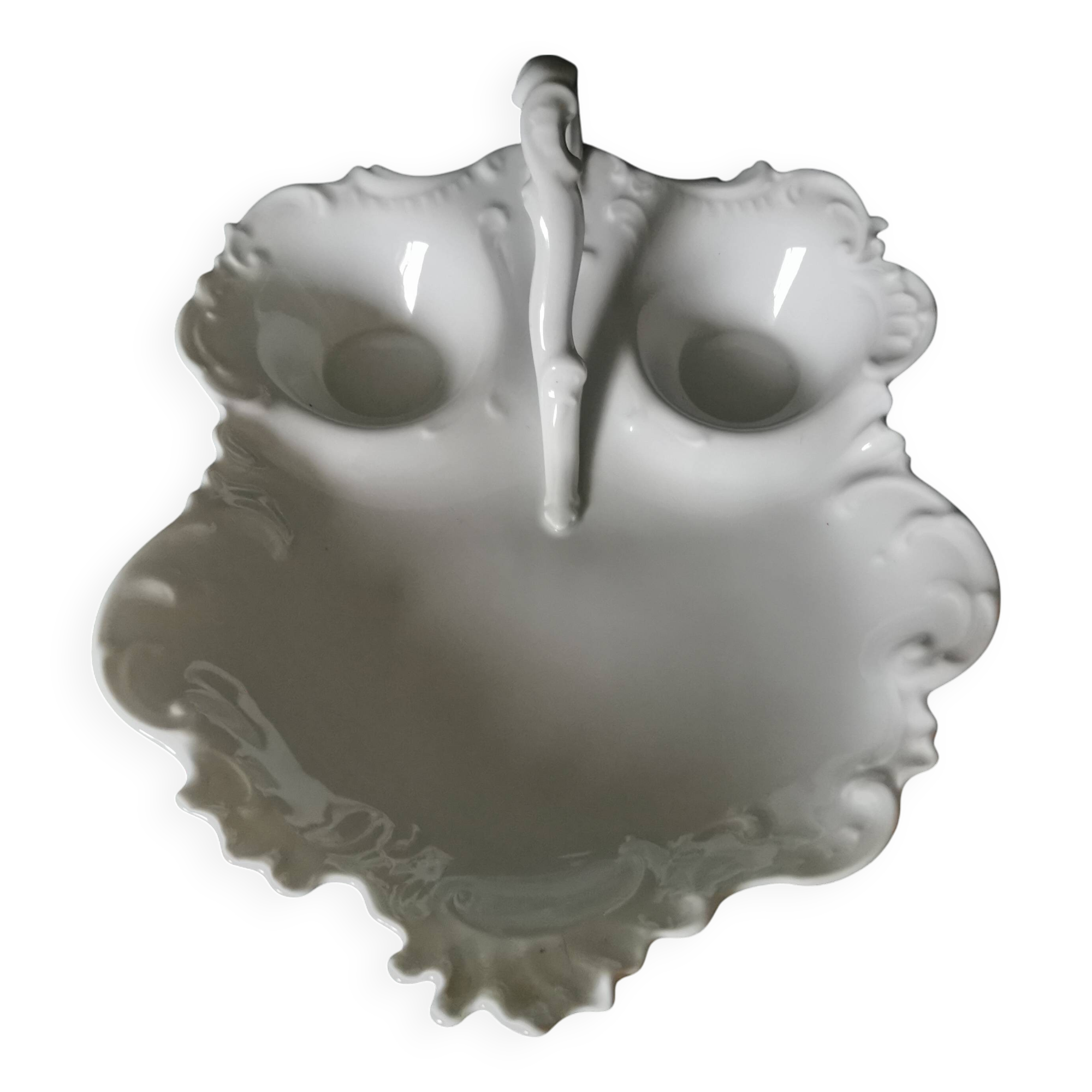 white Limoges porcelain crudité dish