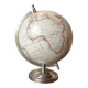 Decorative terrestrial globe on silver metal stand – explorer style