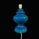 Antique large lamp base in duck blue glazed ceramic
