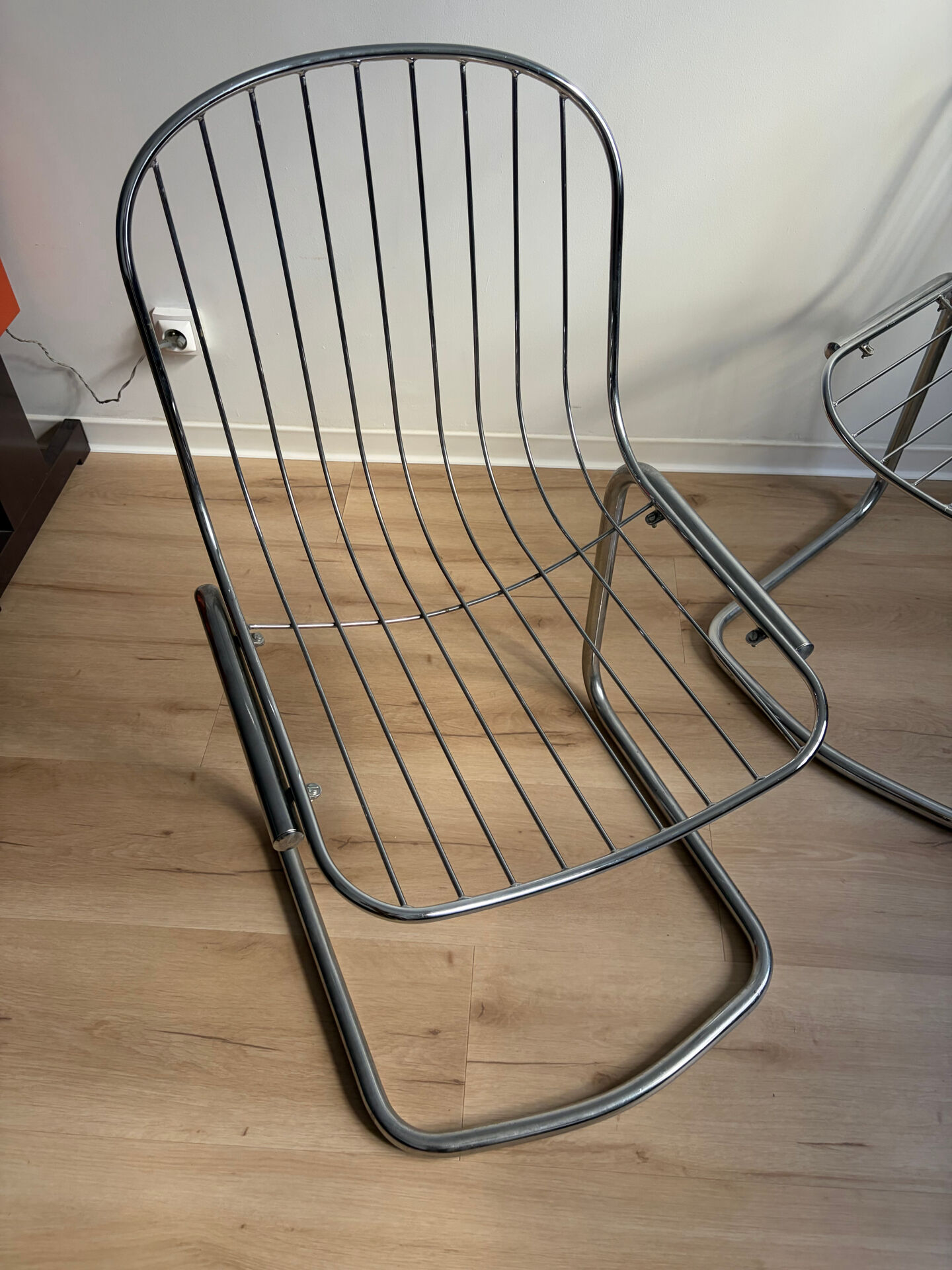 Pair of G. Rinaldi metal/chrome chairs