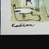 Mixed technique Art brut/Figurative art/Unique art signed Kabian 65X50 cm