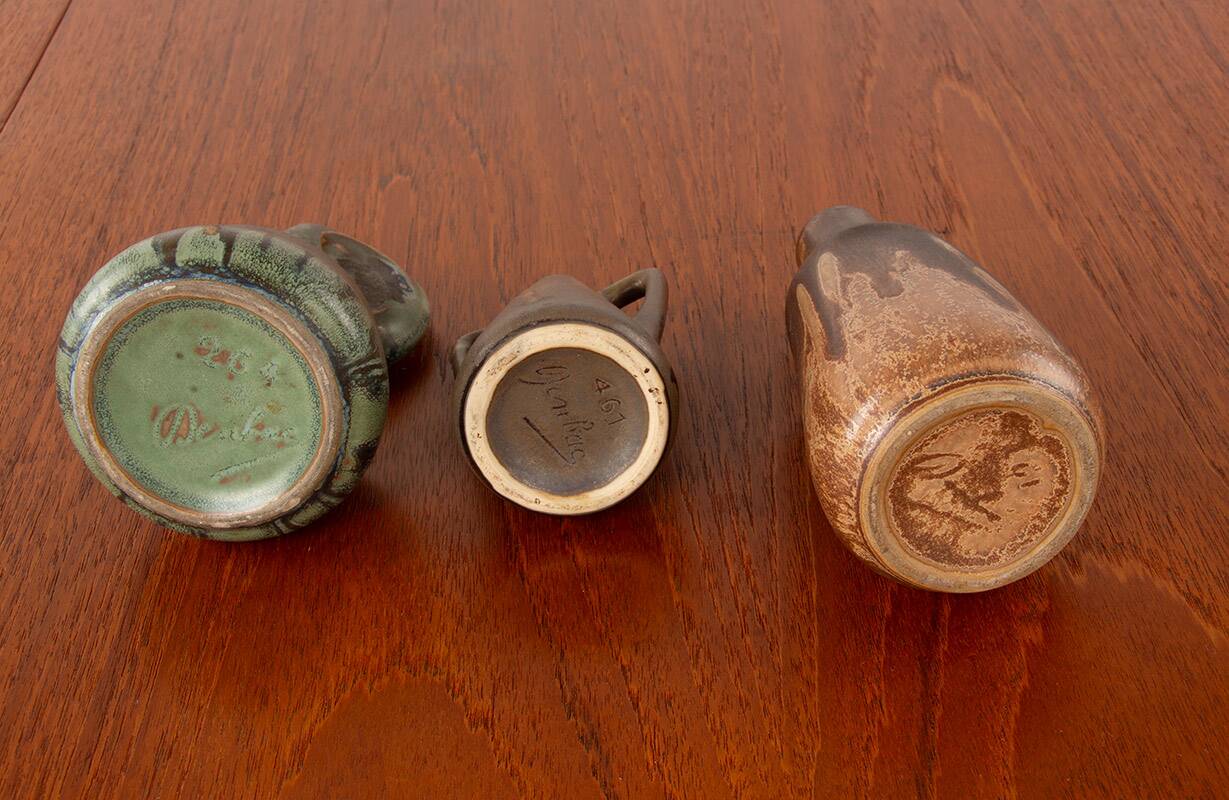Lot de 3 céramiques Denbac Art-Déco en grès flammé 1930.