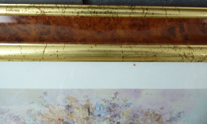 Frame in marbled gilded wood with glass 57.50 x 42.50 cm