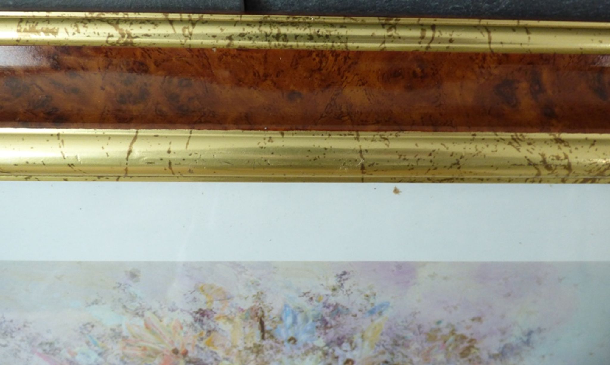 Frame in marbled gilded wood with glass 57.50 x 42.50 cm