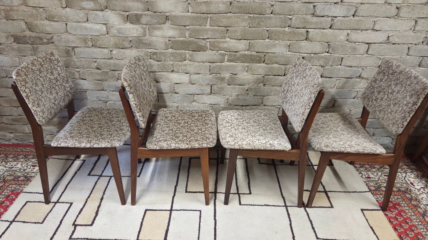 Set of 4 vintage Scandinavian teak chairs from the 1960s.