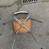 2 light green Formica and steel chairs from the 1980s.